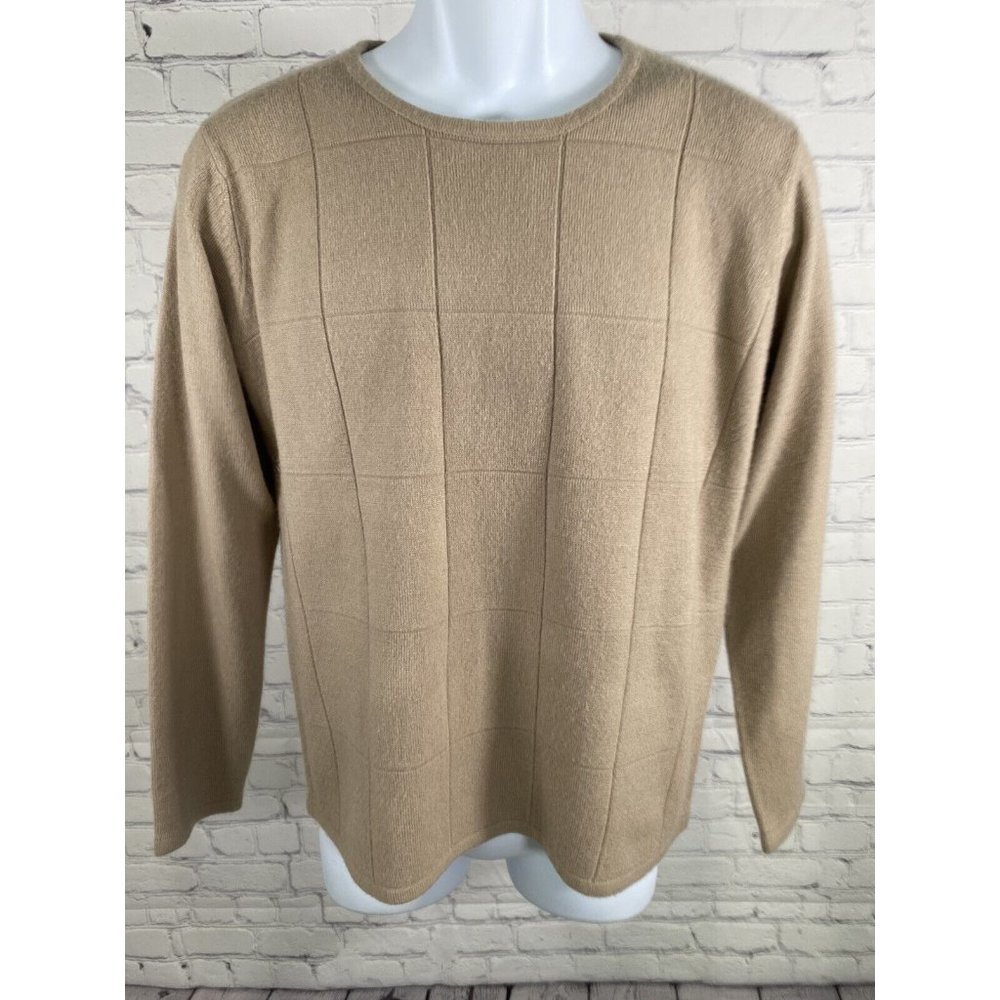 Designers Originals Brown Windowpane Tight Knit Pullover Sweater Men’s M